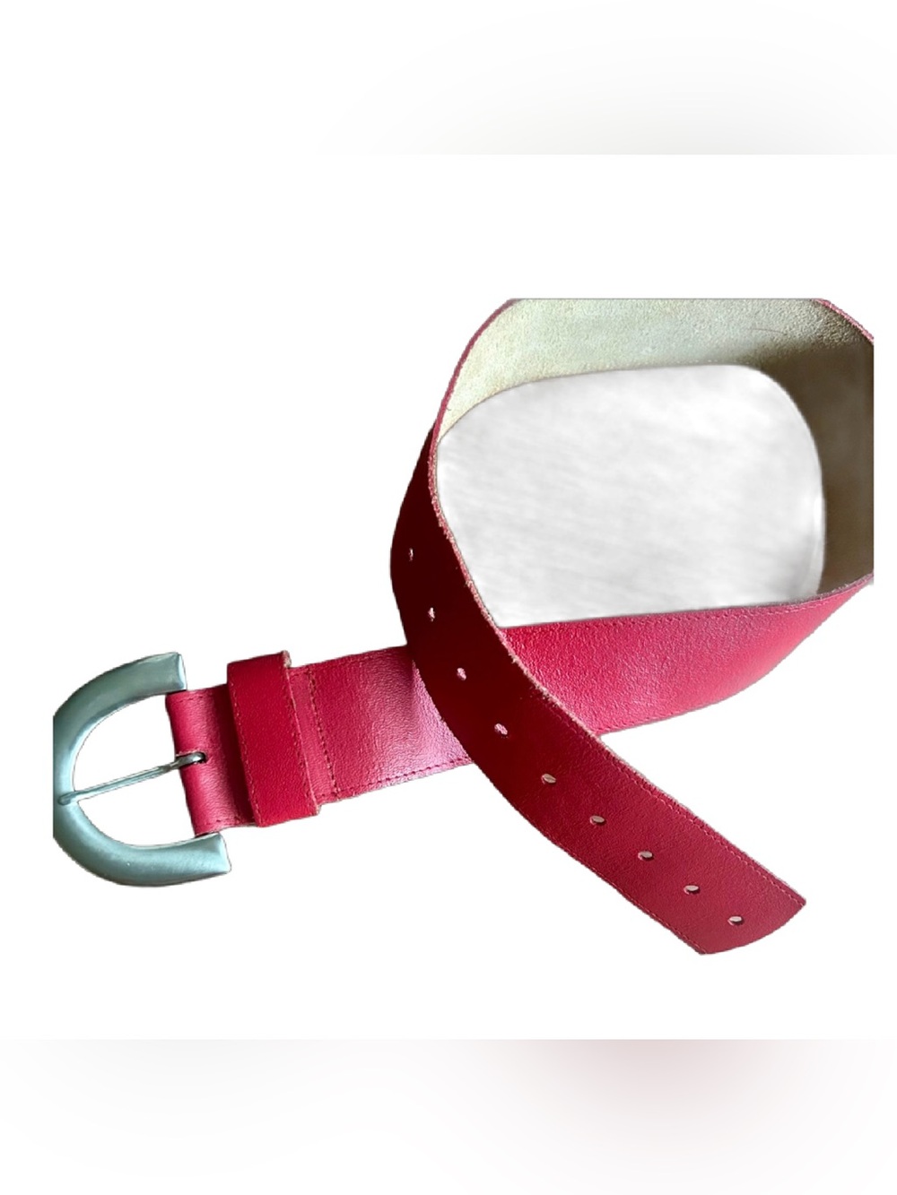 Authentic vintage Au Coton red leather belt, proudly made in Canada. - Picture 2 of 11